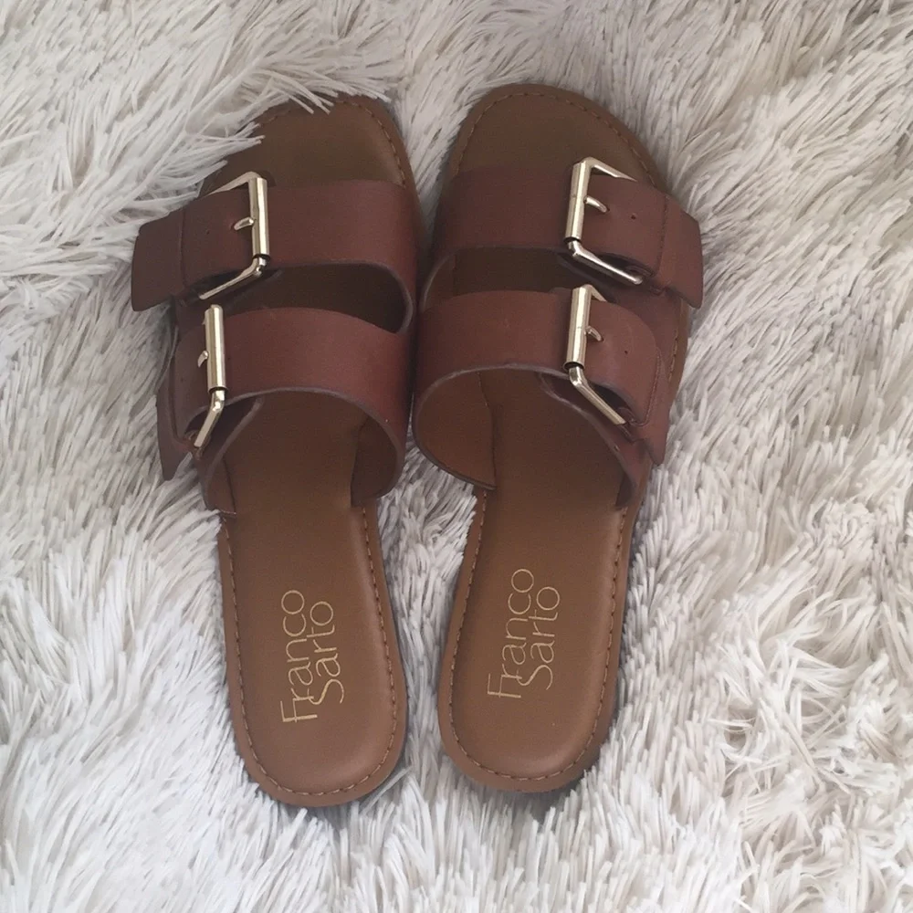 Franco Sarto Brown Slide Sandals - Picture 2 of 5